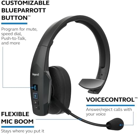 BlueParrott B450-XT Mono Bluetooth Wireless Headphones 96% Noise Canceling Over Head Trucker Headset with Mic, All Day Comfort Padded Headband, 300 ft. Wireless Range, 24 hrs. Talk Time, Black - Image 6
