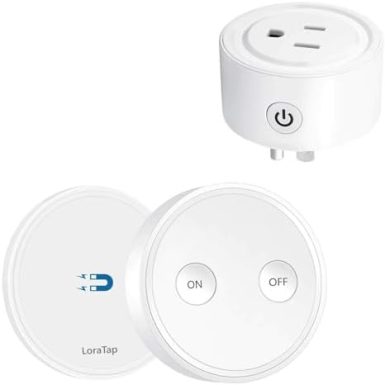 LoraTap Mini Remote Control Outlet Plug Adapter, 656ft Range Wireless Light Switch for Household Appliances, No Hub Required, 10A/1100W, White