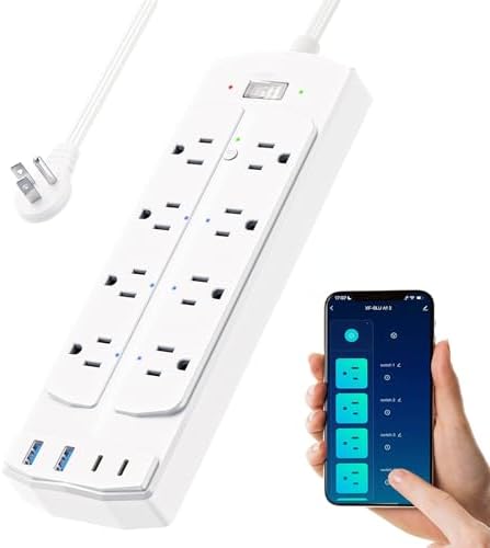 Smart Power Strip, Yozisital Surge Protector with 6 Smart Outlets and 4 USB Ports, 5FT Flat Plug Extension Cord for Home Office