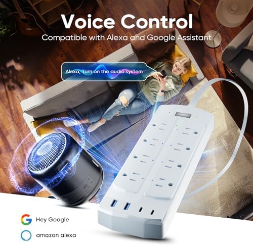 Smart Power Strip, Yozisital Surge Protector with 6 Smart Outlets and 4 USB Ports, 5FT Flat Plug Extension Cord for Home Office - Image 3