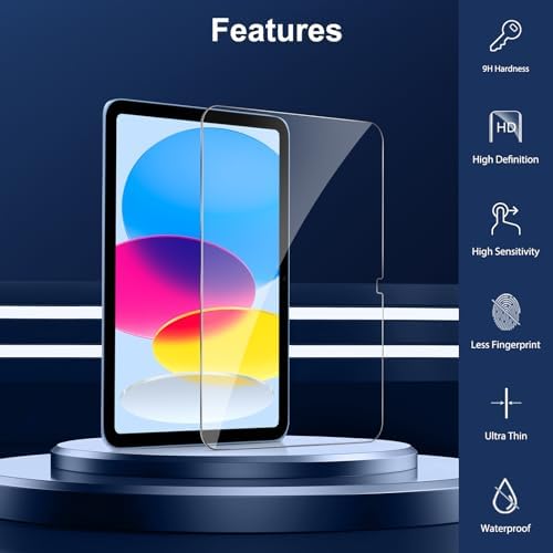 SPARIN Screen Protector for iPad 11th 10th Generation (iPad A16 11-inch 2025/10.9 inch 2022), 2 Pack Tempered Glass for iPad 11/10 Gen, Case Friendly, Anti-Scratch, Touch Sensitive - Image 3